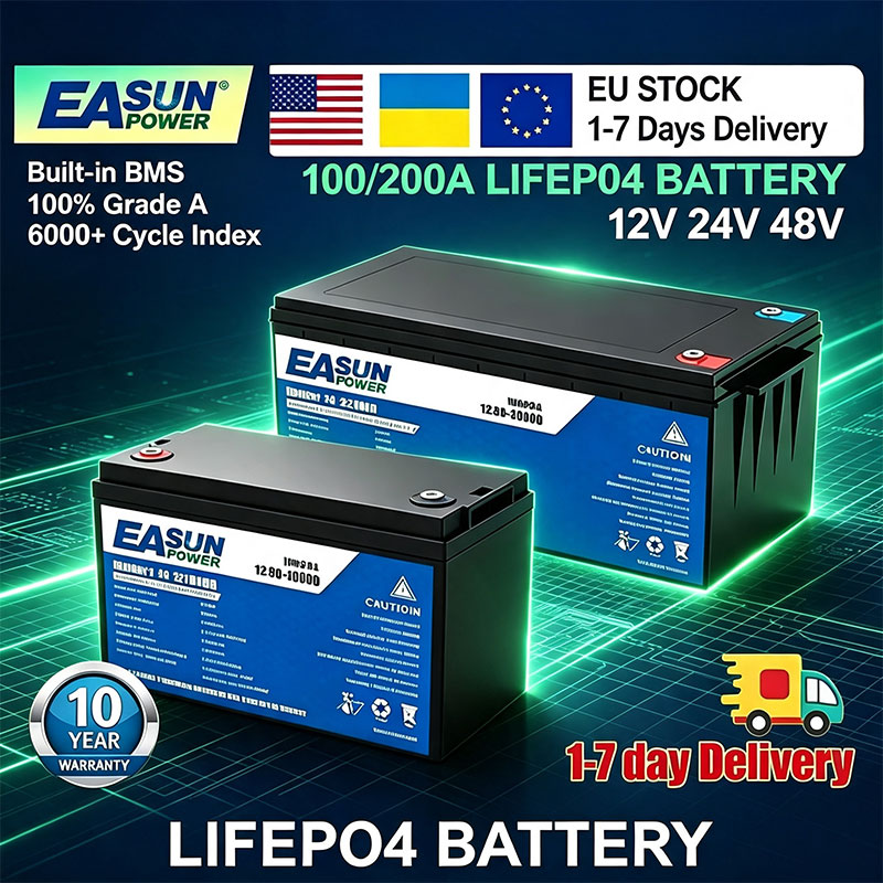 Grid Tie Inverter Limiter 2000W - EASUN POWER LiFePO4 Pil 100Ah 200Ah