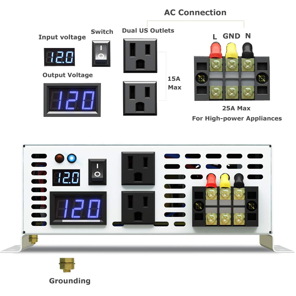 Saf sinüs dalga invertör güç 3 - Inverter Pure Sine Wave 60Hz 120V 3000W incelemesi ve fiyatı